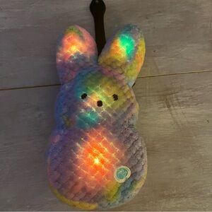 Peeps Rainbow TyeDye Plush 11” Easter Bunny Rabbit Lights Up  Easter Celebration